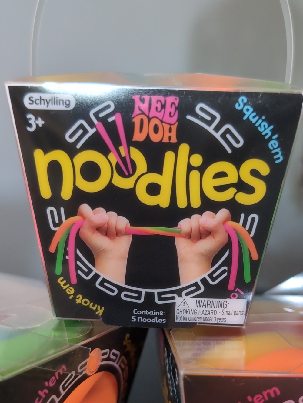 Nee Doh Neon Noodlies Stretch Toy -(3) Assorted Neon Pink/Yellow/Green/Blue - Picture 3 of 3